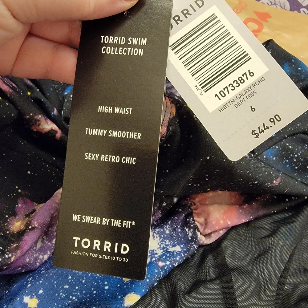 Torrid High Waist Tummy Smoothing Retro Style Galaxy Bikini Bottoms - Picture 6 of 6